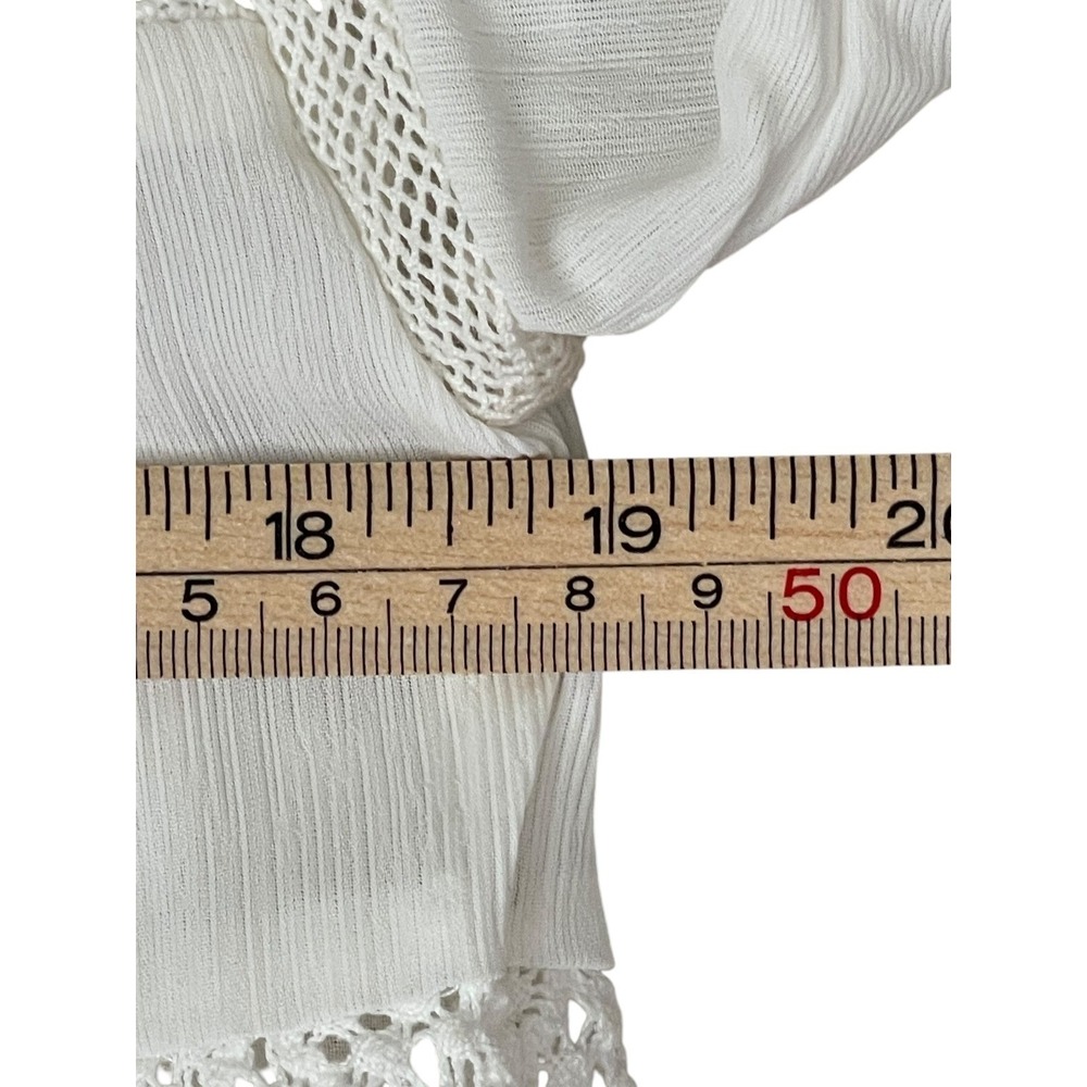 Unbranded Women White Crochet Lace Tiered Ruffle Blouse Medium Boho Sheer Top - Picture 11 of 15